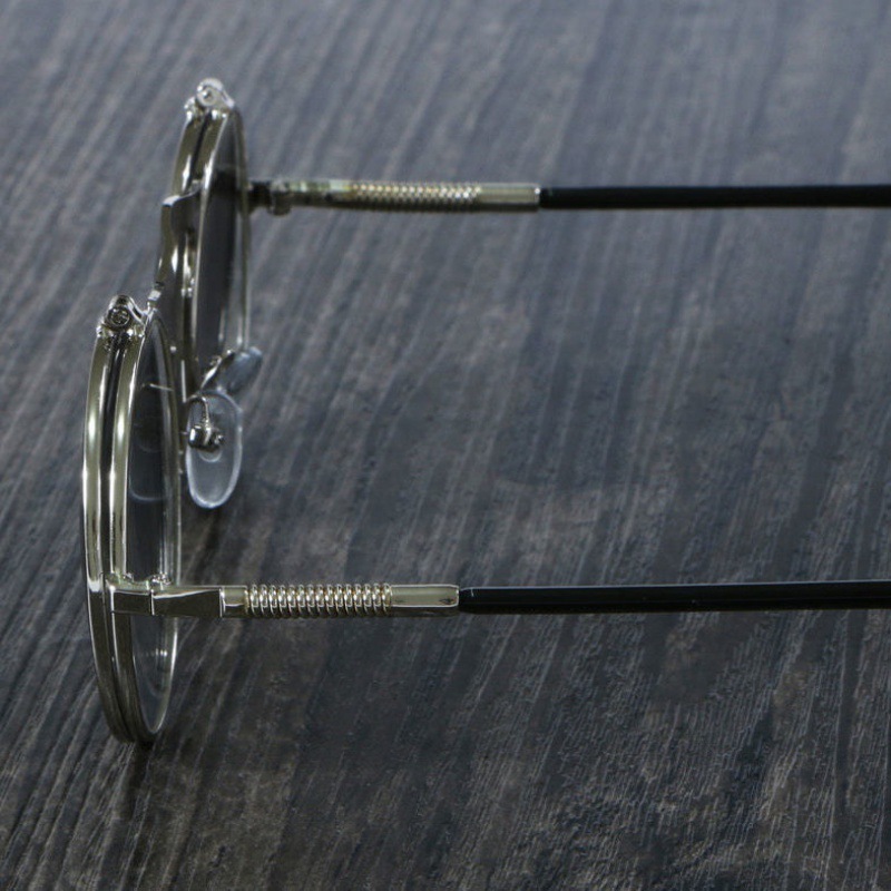 Gafas de sol redondas con tapa Retro para hombre y mujer, lentes de sol de estilo Steampunk de Metal, lentes transparentes circulares dobles para hombre y mujer