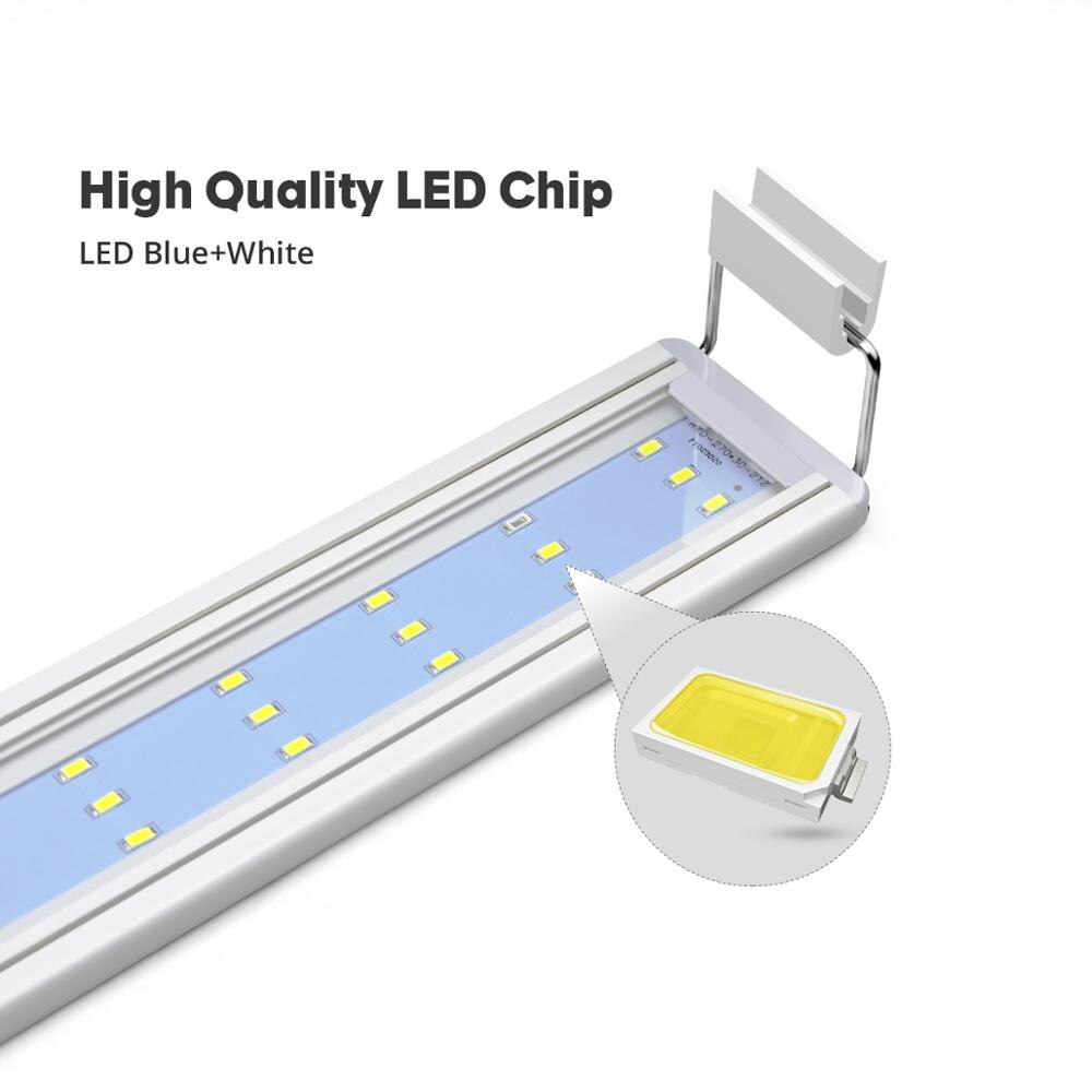 Akvaarion led-valaistus 18-74cm vesikasvin akvaariovalo laajennettavilla kiinnikkeillä valkoinen ja sininen valaisin akvaarioon