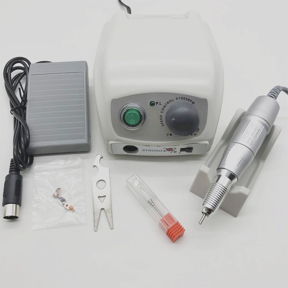Strong 207B-máquina de manicura, taladro eléctrico de 35000rpm, equipo de limado de uñas, juego de lima de uñas, 65W