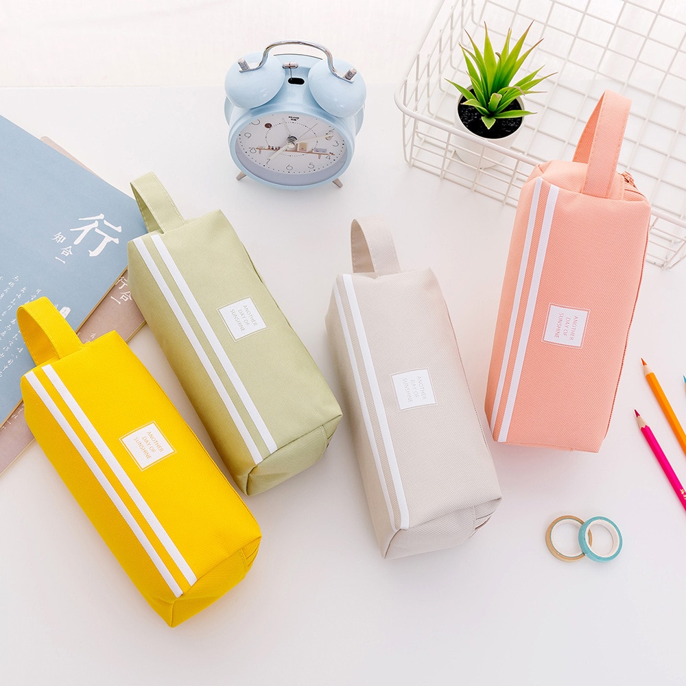 Double Layer Zipper Large Pencil Case Kawaii School Pencilcase Big Pen Box For Girls Cute Stationery Supplies Bag