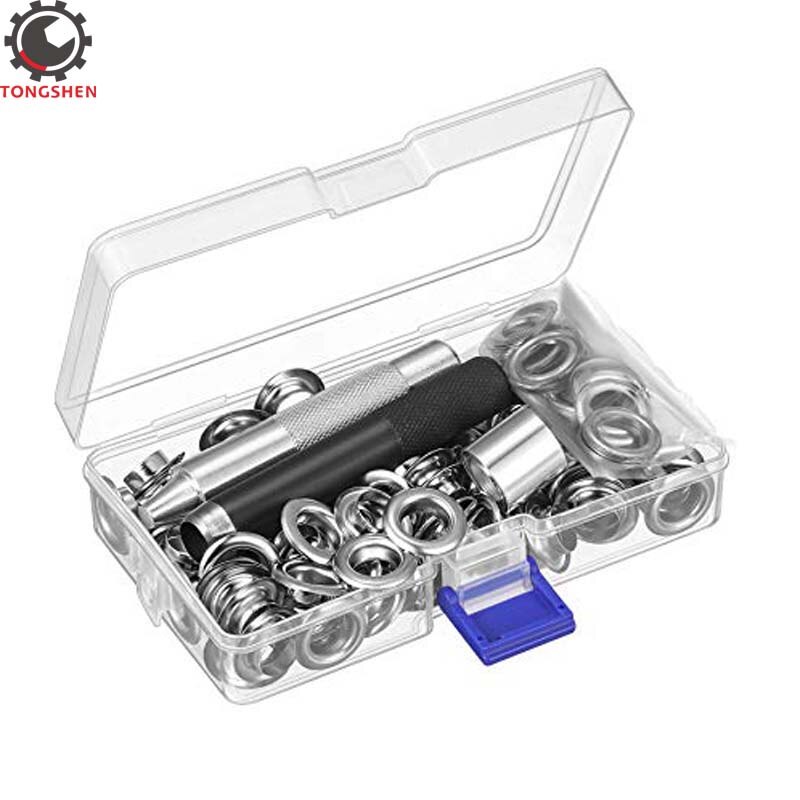 100 Sets Grommet Tool Kit Grommet Setting Tool Metal Eyelets With Grommets Inside Diameter 12mm for DIY Leathercraft Accessory