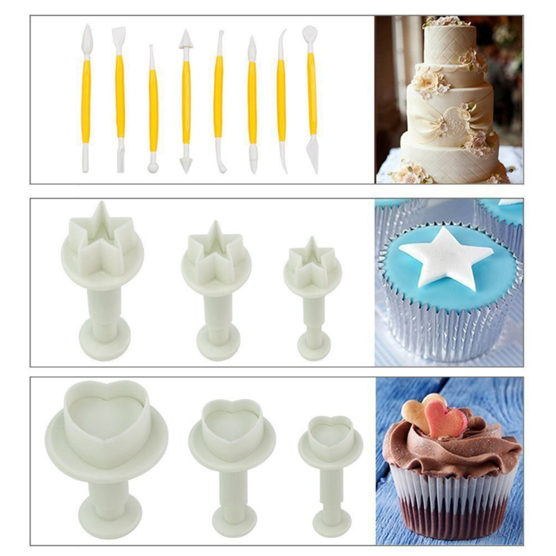 68pcs Fondant Cake Mold Set Plastic Biscuit Cutting Mold Set DIY Craft 3D Bakeware Sets Household Kitchen Baking Tools