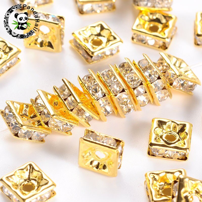 10pcs 100pcs Nikkel Gratis Grade EEN Vierkante Messing Rhinestone Spacer Kralen voor Sieraden Maken Maat: 6x6x3mm Gat: 1mm: White Golden / 100pcs