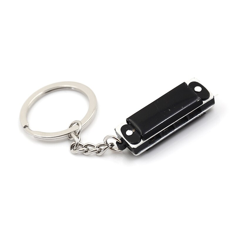 3.6 * 1.2 * 0.8cm 1 * Keychain Harmonic Harmonica Mini 4 Holes 8 Tone Harmonica Keychain Key: black