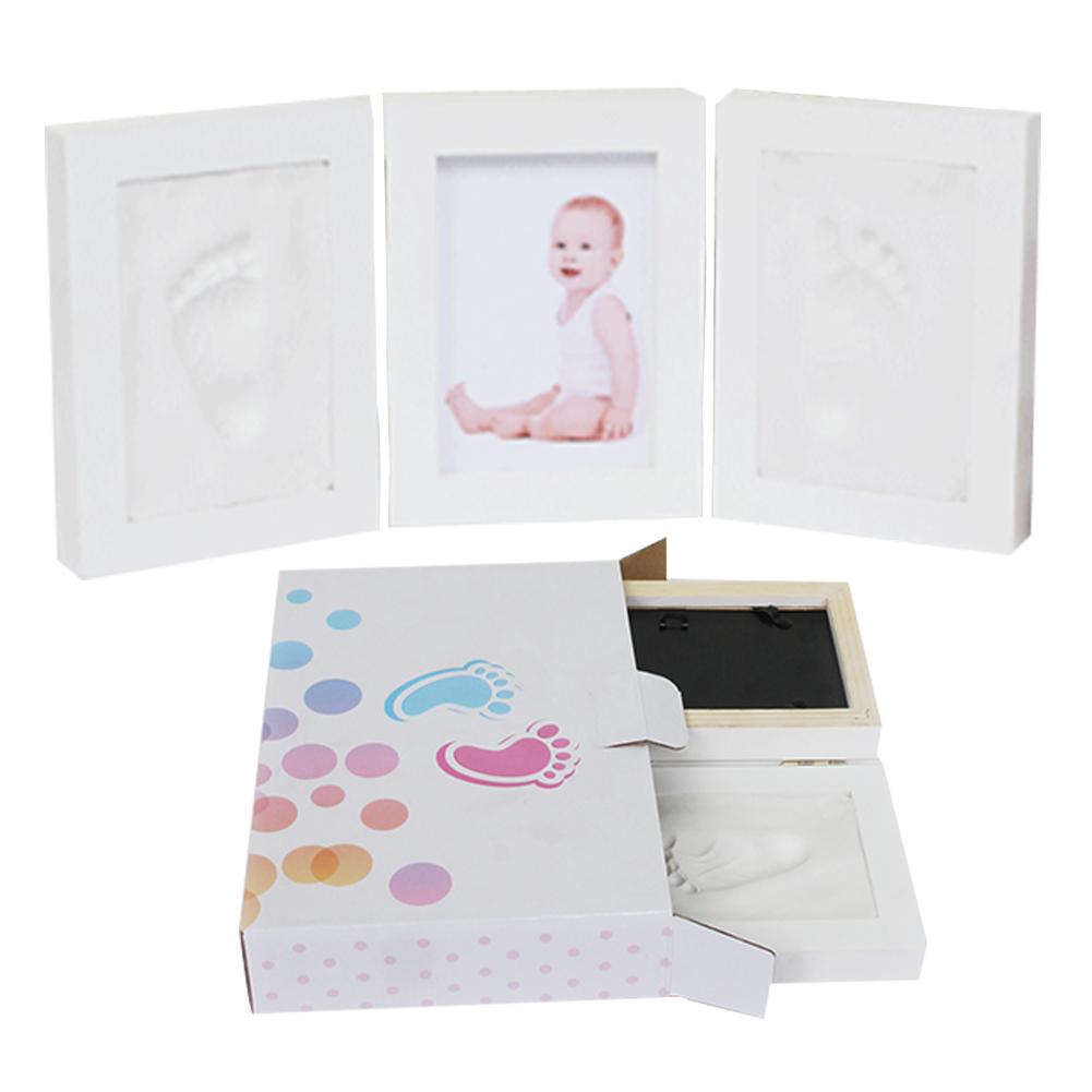 35 x 15.5cm tredobbelt fotoramme til hånd- og fodprint fotoramme til mindesmærke til nyfødt baby souvenirramme