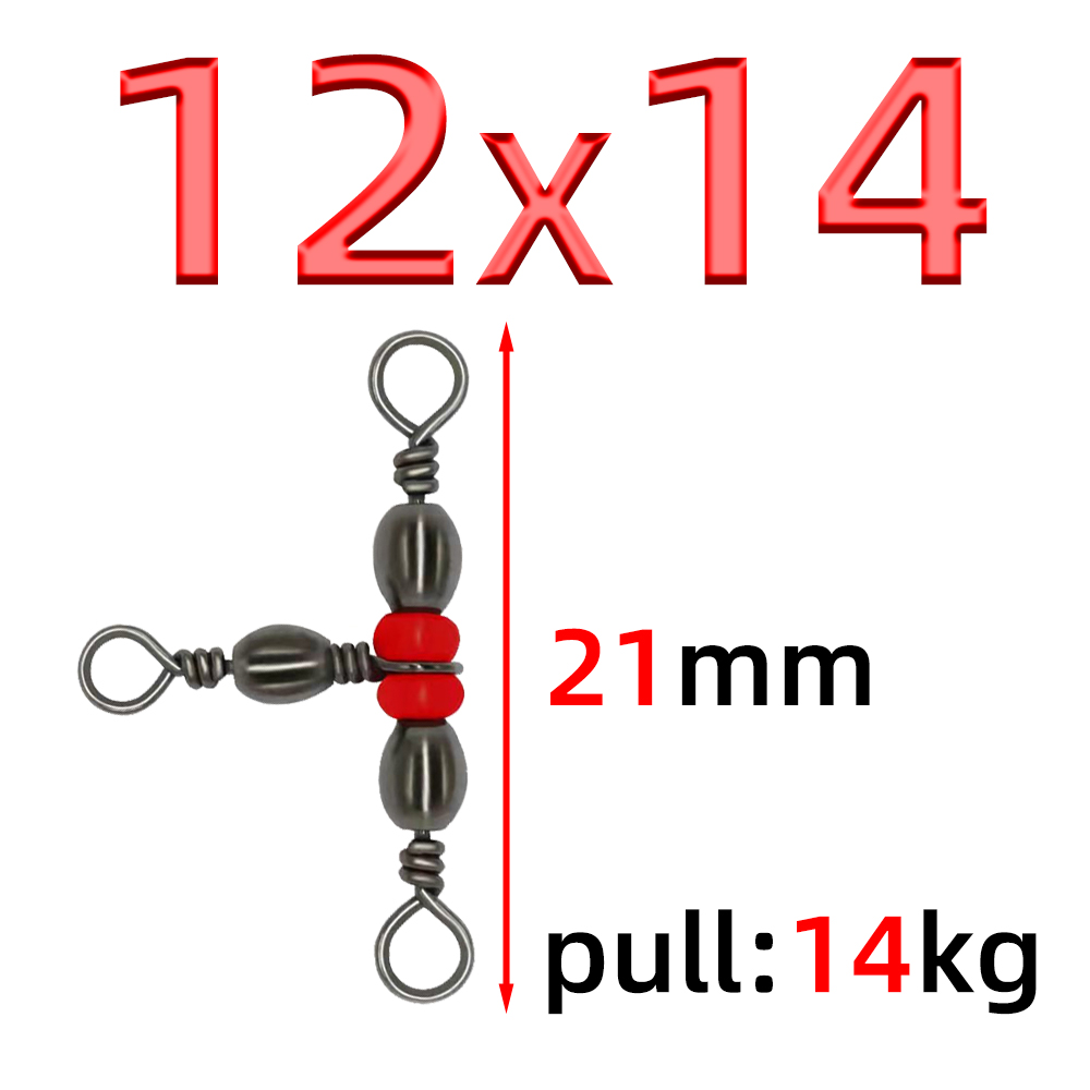 20 stk. japansk trefork flaskeformet tredelt ring 8- -ords ringdeler t-svivel rød perlesvivel fisketilbehør: Svart