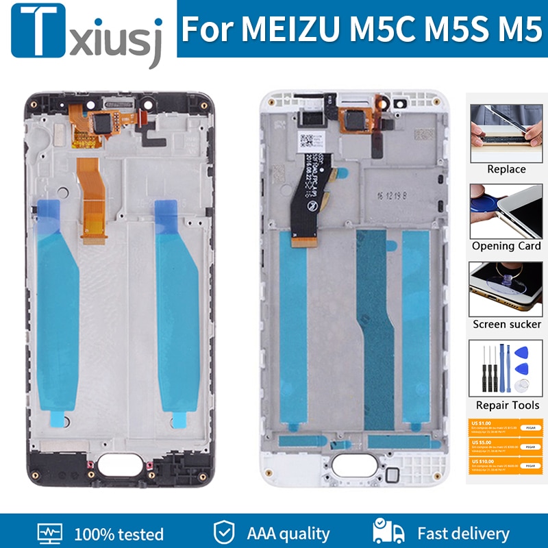 Original LCD For MEIZU M5 M5S M5C Display Touch Screen Assembly With Frame Digitizer Replacement For MEIZU M5S LCD Screen