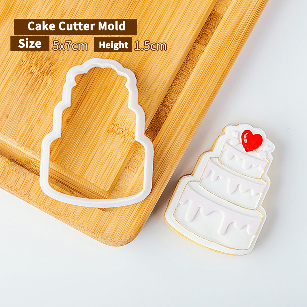 Cortadores de émbolo de galletas de cumpleaños para novio de boda, molde de pastel de Fondant, herramientas de decoración de pasteles de Sugarcraft, sello de galletas: Chocolate