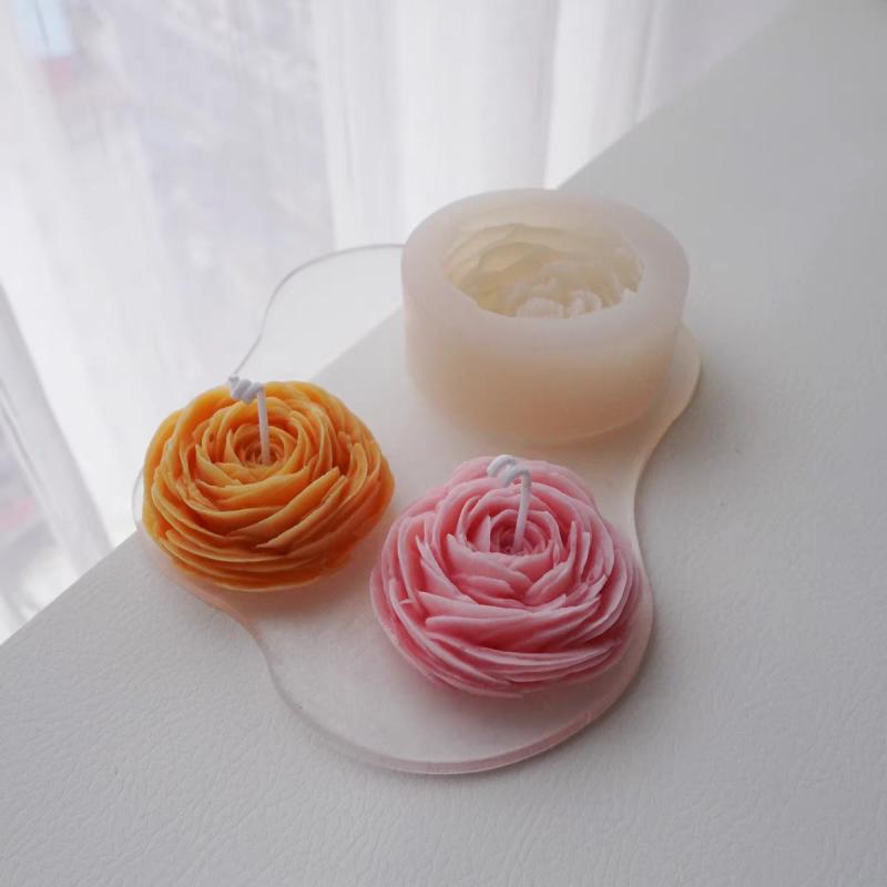 Stampo in silicone per gesso con fiori di peonia aromatica 3D Stampi per ornamenti di fiori in gesso Stampo per decorazione di candele