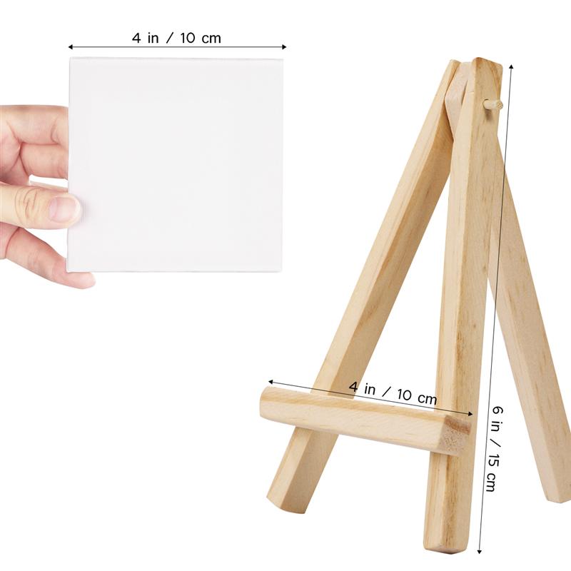 10 Sets Canvas and Easel Set Natural Easel Set Painting Craft Drawing Kit for Artist Hobby Painter