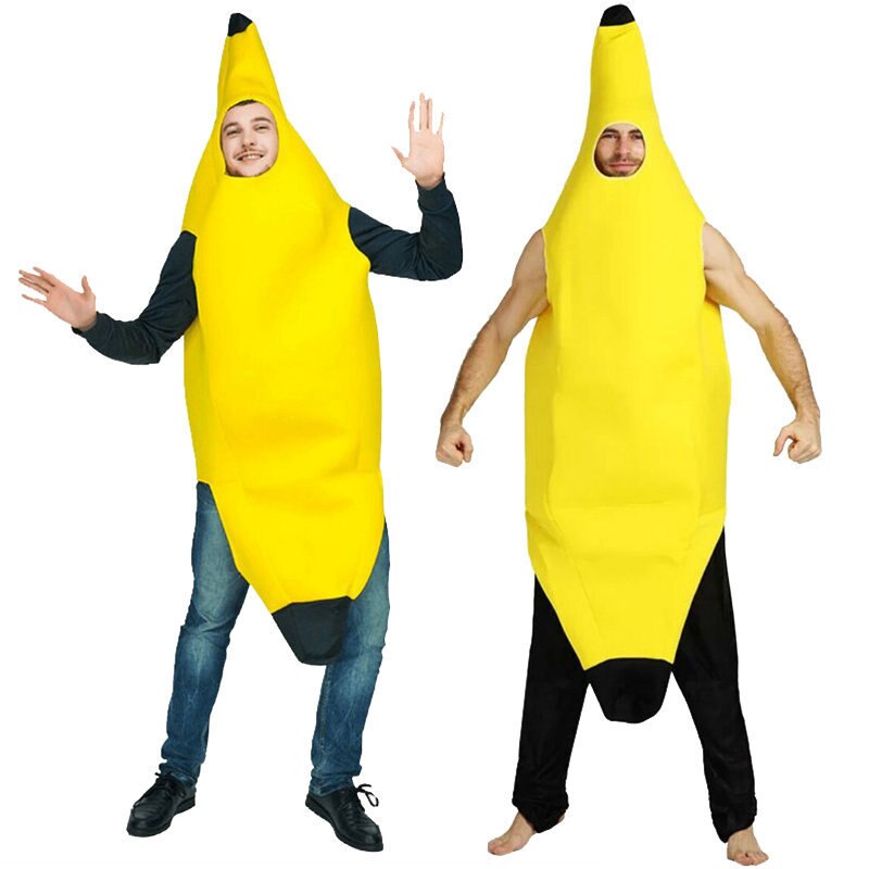 Banane vêtements dessin animé poupée Costume vêtements banane vêtements fête drôle vêtements Fruit adulte banane Costume