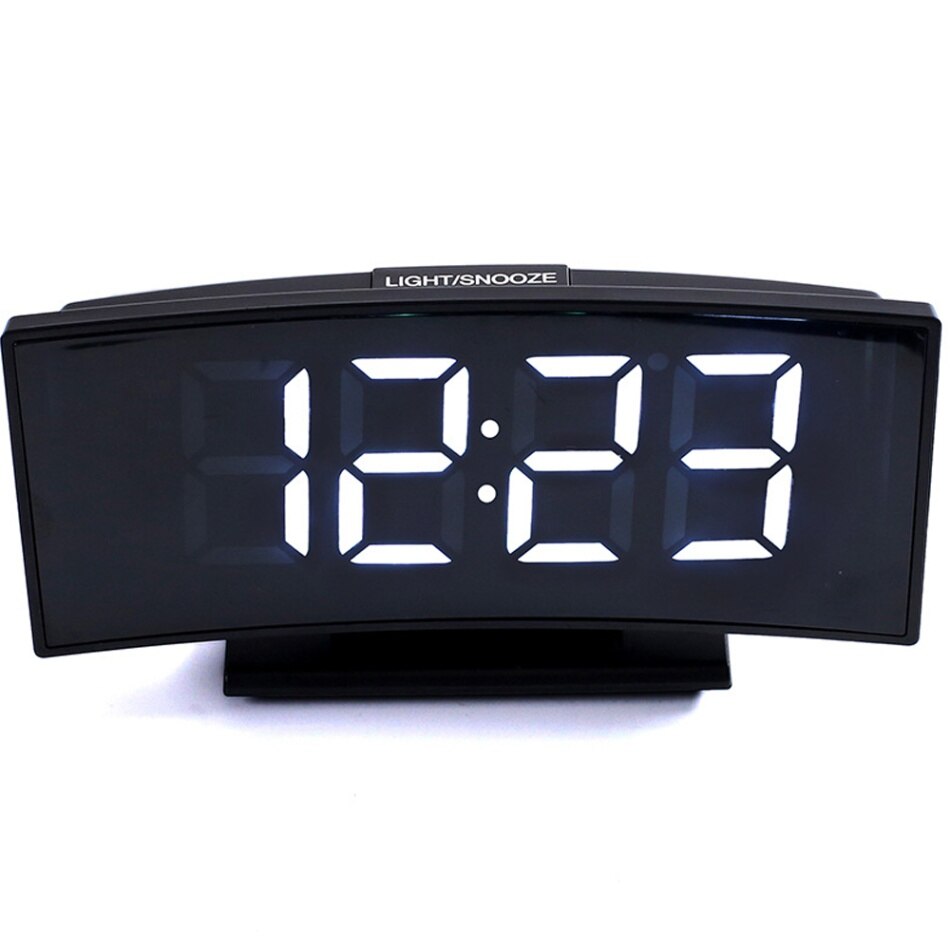 Electronic Table Clock Mute Mirror Alarm Clock Multifunctional 3 In 1 Digital Clock Thermometer Calendar LED Large Screen