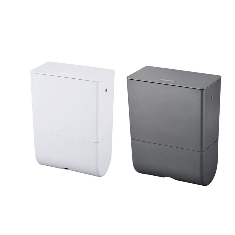 Wall Mounted Trash Can with Tissue Box for Kitchen Household Cabinet Door Waste Bin with Lid Kitchen Garbage Bin