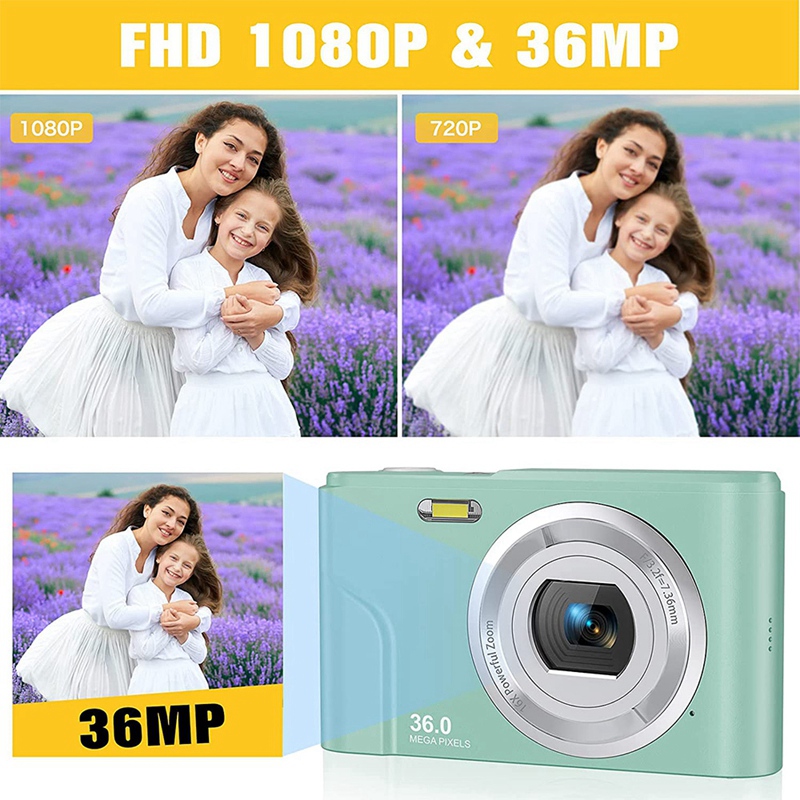 1080P 36.0 Mega Pixels Digital Camera With 16X Digital Zoom, LCD Screen, Portable Mini Cameras For Students Teens