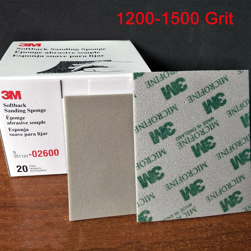 Papel de lija de esponja 3M, lijado y pulido de la carcasa de plástico hasta papel de lija 1200-1500/800-1000/500-600, grano 026000260102602