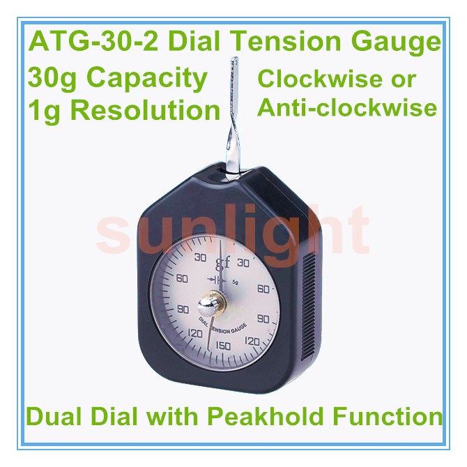 Dial Tension Gauge 30g/1g Dual Analog with Peak-hold Function ATG-30-2