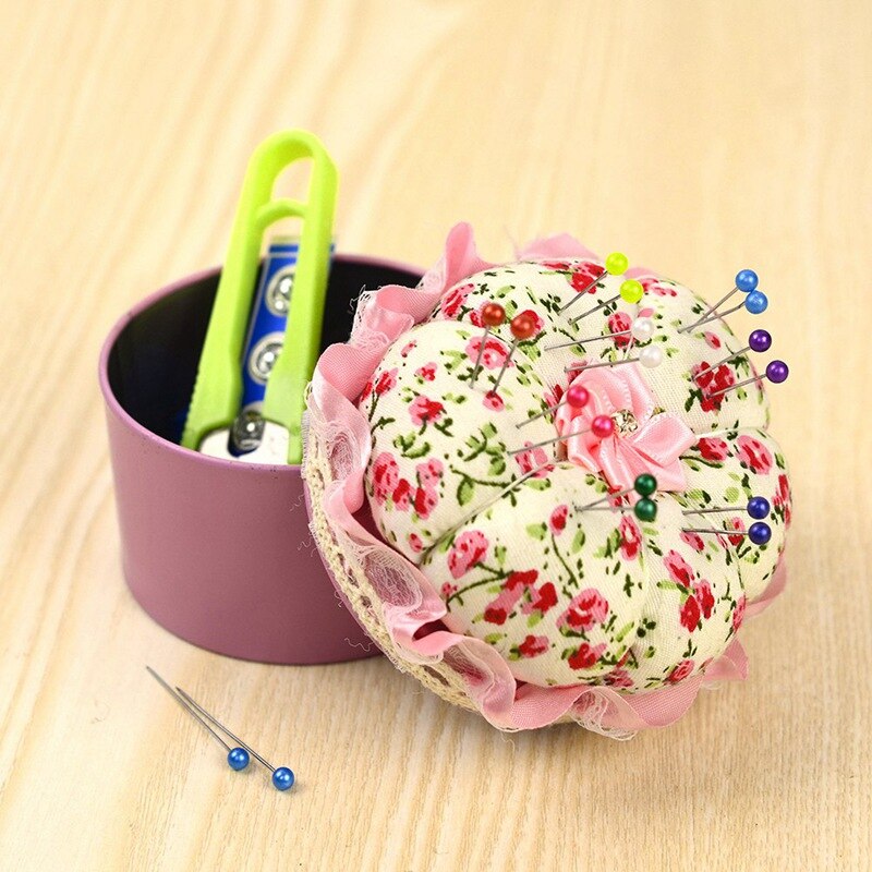 Needle Pin Cushion with Storage Case Pumpkin Pincushions Needlework Sewing Box for DIY Needle Thread Organizer Sewing Supplies