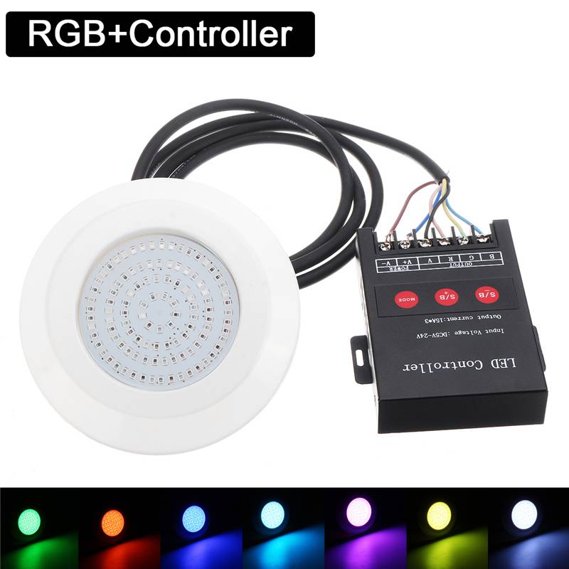 9w 72 led onderwater zwembadlamp spa vijverlamp  dc12v ip68 waterdichte rgb met controller wit warm wit: Rgb