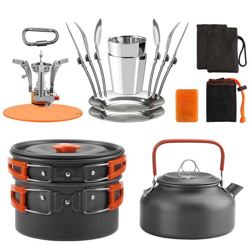 1 Set Van Compacte Draagbare Kookgerei Servies Set Voor Camping Outdoor