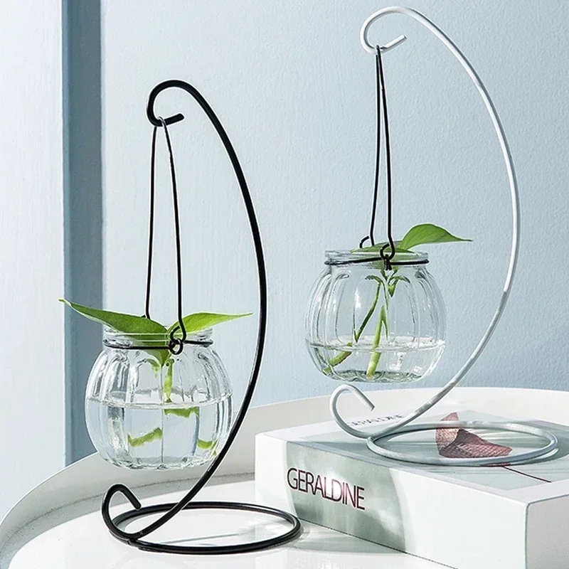 Florero de cristal colgante, adornos transparentes creativos, botella colgante, florero de planta hidropónica, decoración interior del hogar, botella fresca