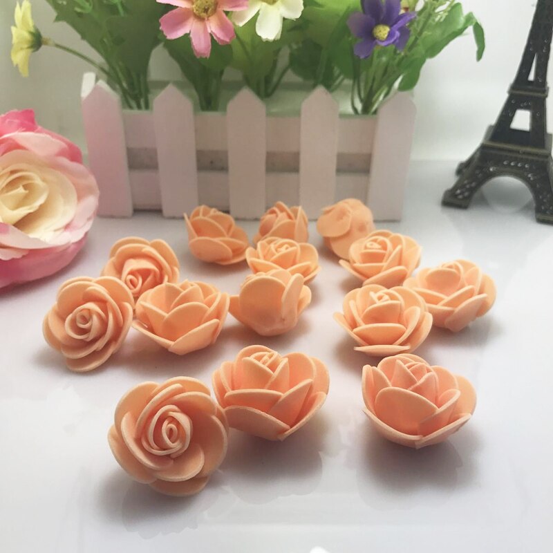 10pcs Tiffany blue Mini PE Foam Roses Artificial Flowers For Wedding Box Handmade Decoration DIY Wreath Valentine's day: orange