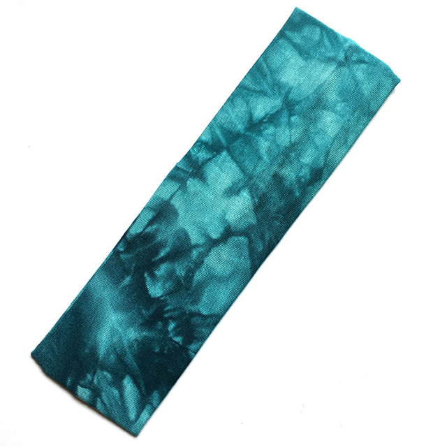 2 Inch Tie Dye Cheetah Forest Tree Elastic Yoga Cotton Stretch Headbands Sports Girl Hair Bands Bandage Gum Turban Bandana: Turquoise
