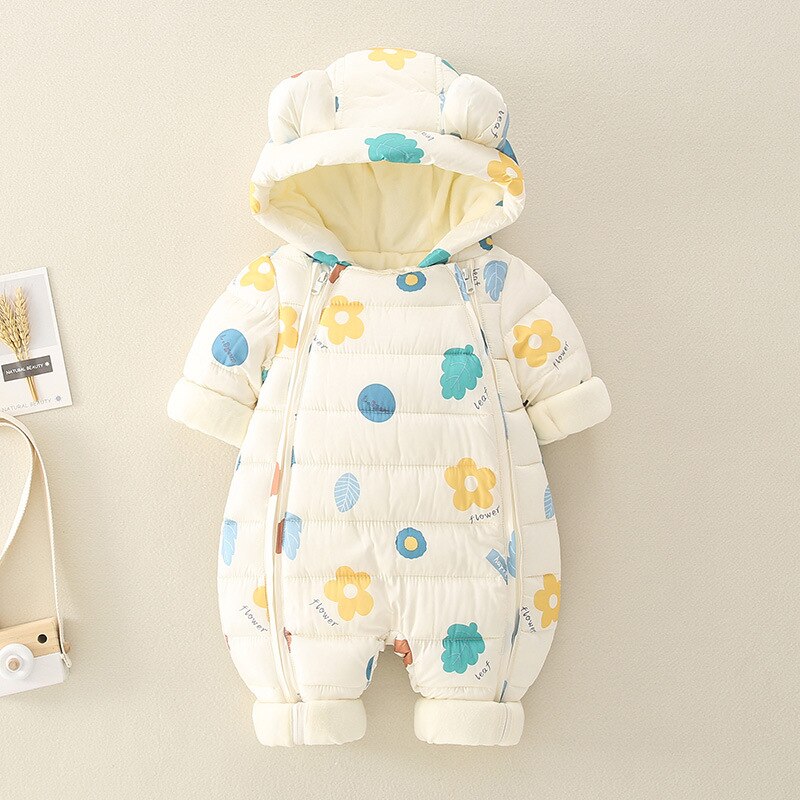 Cartoon Winter Overalls Kleding Baby Jumpsuit Jongen Meisje Jas Baby Snowsuit Jongen Sneeuw Wear Kleding: WHITE / 80