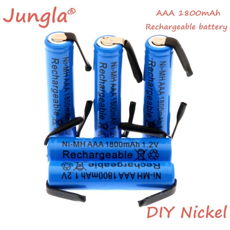 1.2V AAA rechargeable battery 1800mah AAA ni-mh cell with welding tabs pins flat top for toys cordless phone + DIY nickel