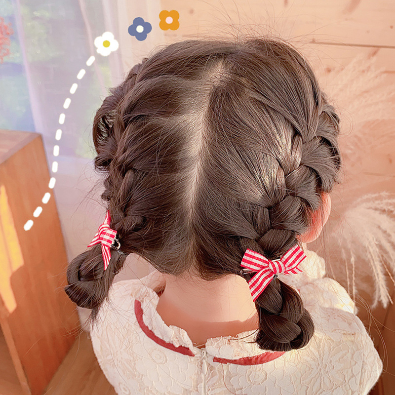 Barrettes avec nœud pour bébé fille, 10 pièces, ruban, Clips à pois rayés, Plaid, épingles à cheveux, accessoires pour enfants