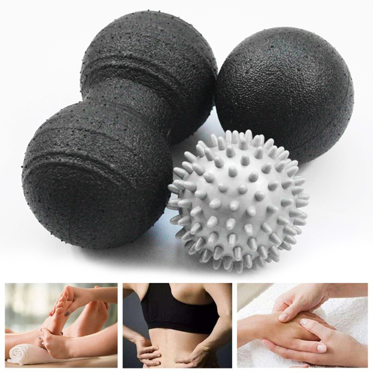 1 Set Release Massage Ball Yoga Roller Spike Back Hand Sensory Peanut Balls Training Fitness Ball Sports Local Muscle Relaxation