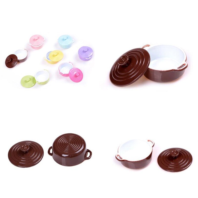 Cute Candy Color Mini 1/12 Miniature Dollhouse Soup Pot Play Kitchen Cooking Utensil for BJD Doll Food Toy Accessories