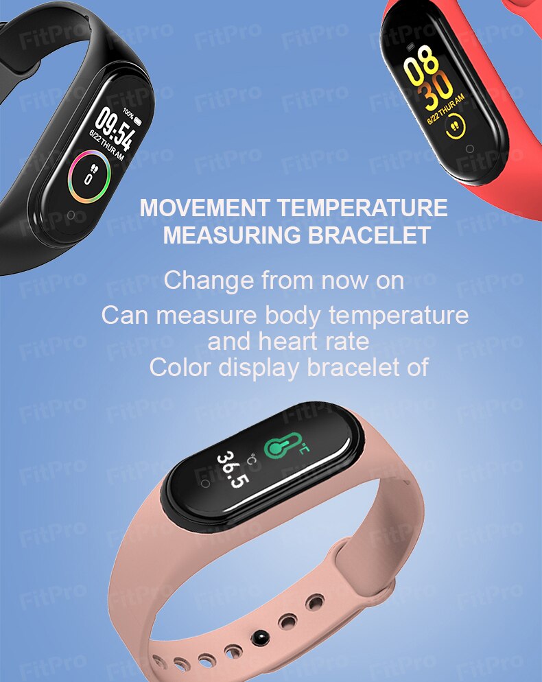 M4 Upgrade version Body Thermometer Bracelet M4 Pro Measurement Health Smart Band M5 Bluetooth Call/Music Fitness Tracker Watch