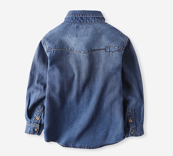 Kinderkleding jongen lange mouwen denim shirt katoen 3-14 jaar