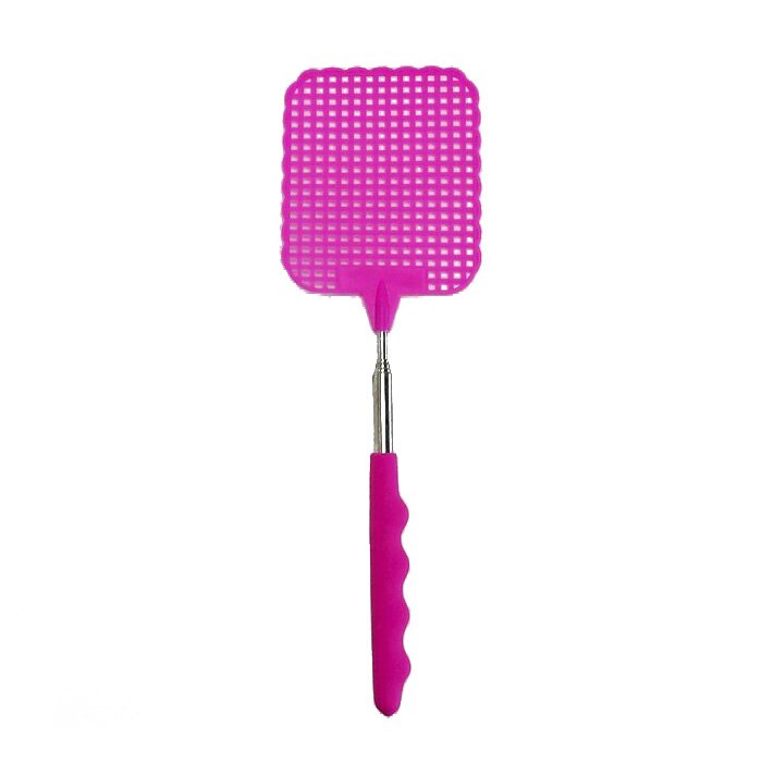 Flyswatter Fly tapper mosquito insects swatter telescopic up to 73 cm: pink