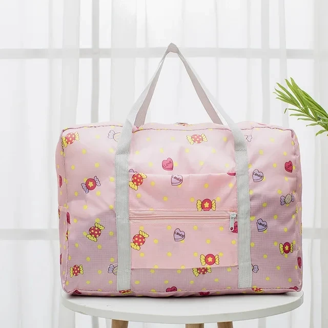 Bolsas de viaje plegables, bolsa de nailon de gran capacidad, equipaje, bolsos impermeables, almacenamiento de viaje para hombres y mujeres, organizador de embalaje de ropa: Blanco