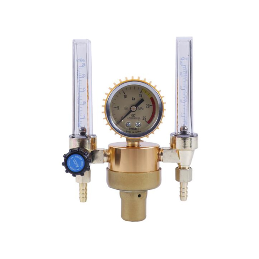 Dual Output Argon Regulator Flowmeter G5/8 Inlet, 15MPA, Argon Gas Meter Pressure Reducing Valve for Argon Arc Welding Machine