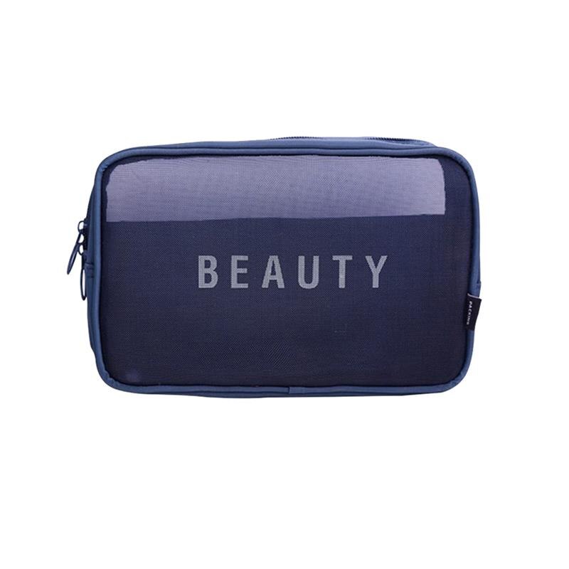 Bolsa con malla para cosméticos de maquillaje bolsa Portátil Bolsa de aseo de viaje organizador de almacenamiento de la bolsa, neceser, limpieza y belleza bolsa: Navy / L