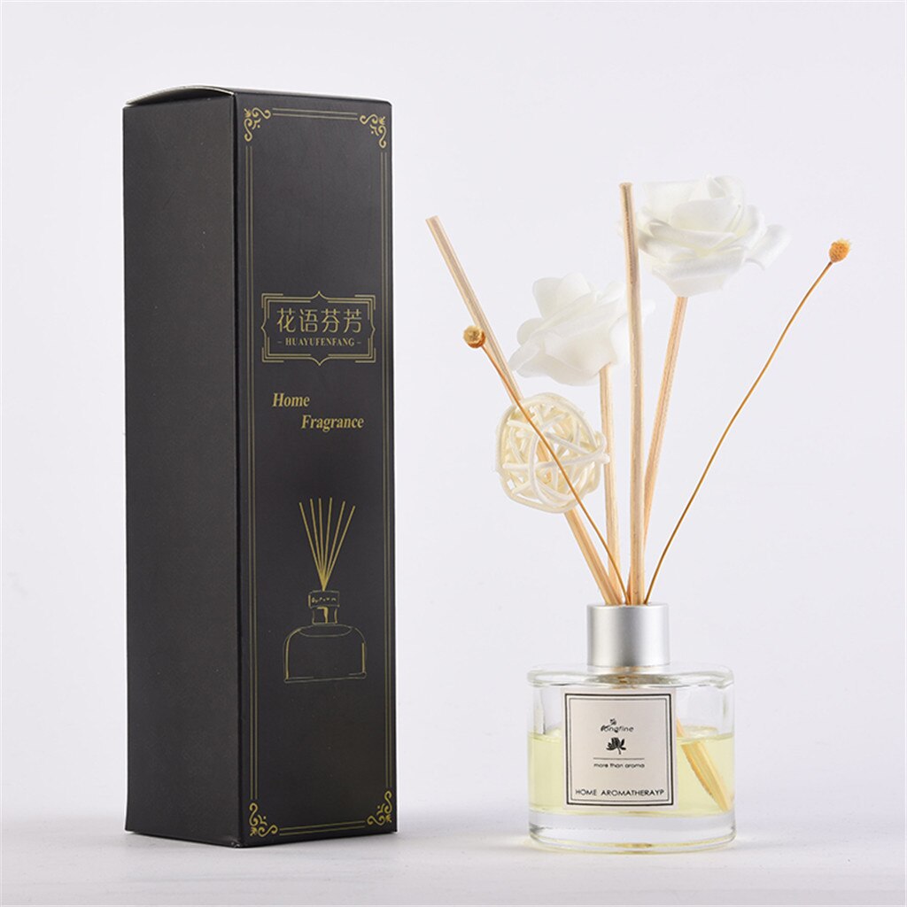 Heminredningstillbehör moderna röroljediffusorer med naturliga pinnar, glasflaska och doftolja 50ml w107