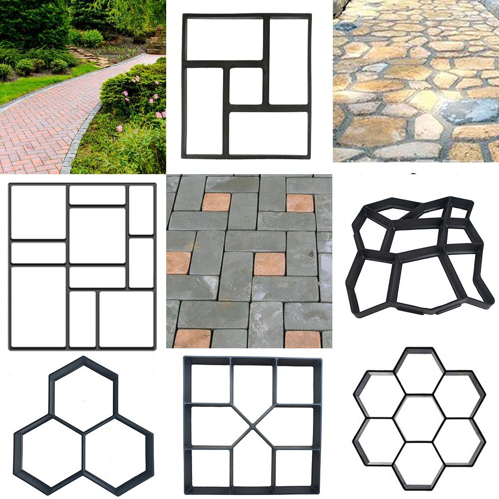 Moldes de hormigón para pavimentación manual, molde para construir pavimentos de plástico para cemento, decoración de jardín, 1 unidad