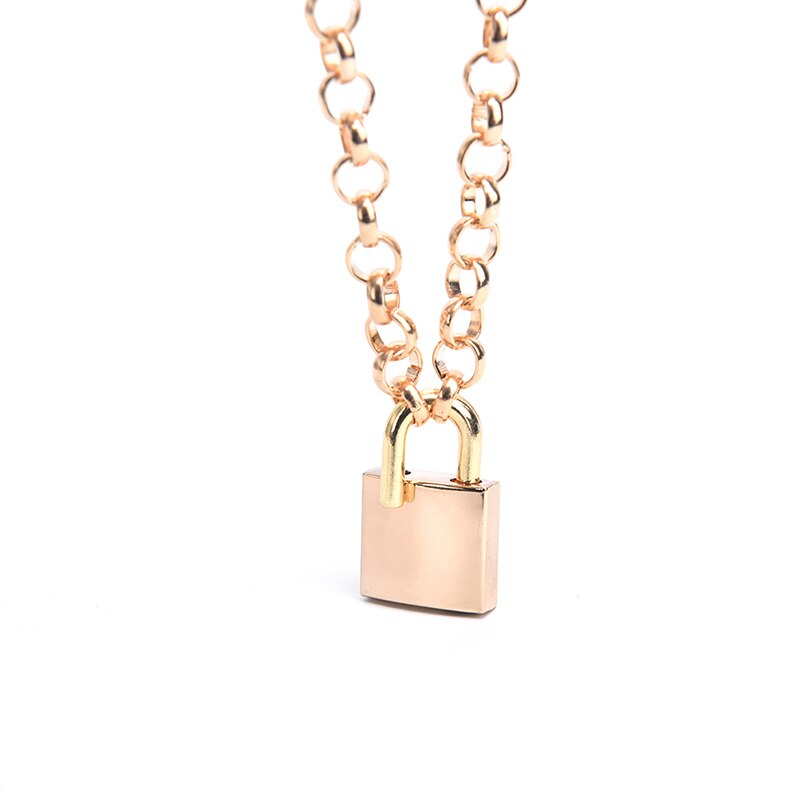 1pc punk schakelketting met hangslot en openklapbare hanger, trendy sieraden voor dames