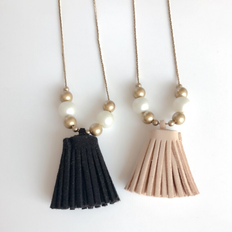 Simple Sweet Two Colors Choker Pendant Tassel Necklace