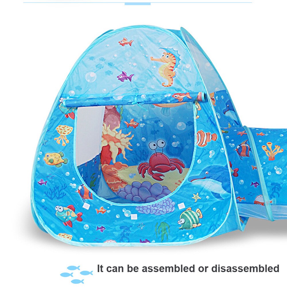 3 in 1 Faltbare freundlicher Spielen Haus Zelt Krabbeln Tunnel + Spielen Zelte + Baby Ozean Ball Schwimmbad Karikatur Ozean serie freundlicher Ich bin Freien Spiel