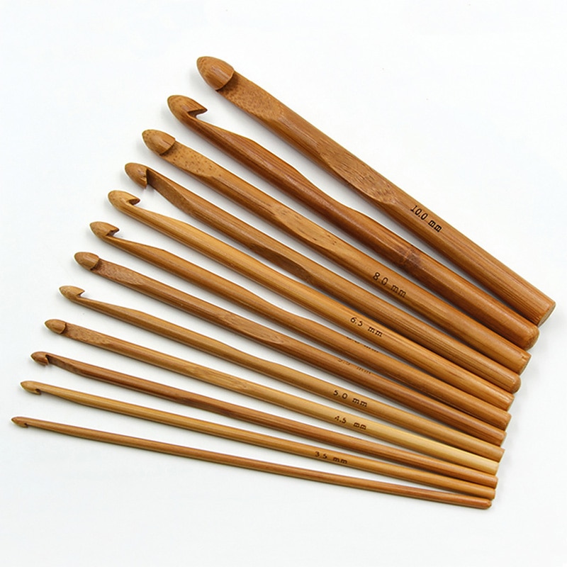 12 Stuks Bamboe Houten Breien Haaknaalden Naald Garen Craft Breien Naald Set Huishoudelijke Haaknaalden Trui Breien Tool