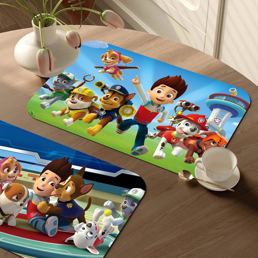 Leuke P-Poten Cartoon P-Patrols Keuken Drainage Mat Retro Stijl Schotel Droog Pads Absorberende Placemats Afdruiprek Servies matten