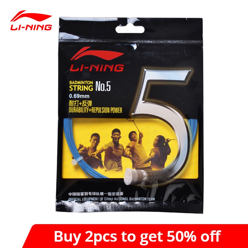 Li-Ning no.5 Stringa di Volano Durata di Repulsione di Alimentazione 10M Prestazioni Bilanciate li ning Fodera sport Corde AXJJ006 ZYF150