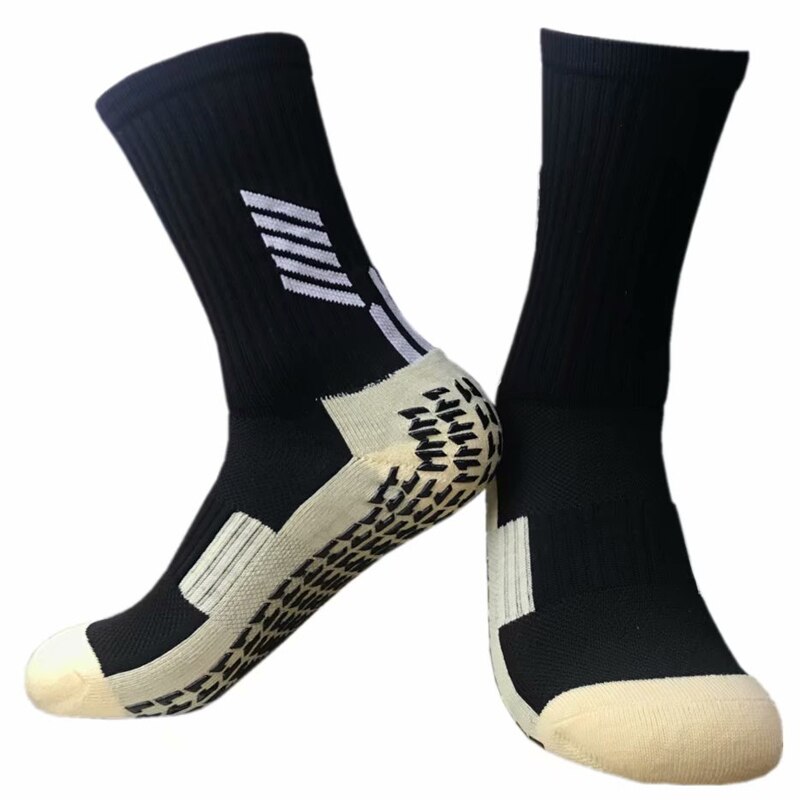 Antislip ademende katoenen crew comfort voetbalsokken basketbalsokken voor heren antislip sportsokken: Zwart