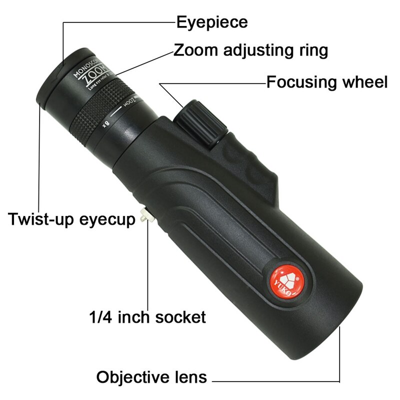 Yuko-telescopio Monocular con Zoom de alta potencia, lente óptica de cristal, enfoque con una mano, FMC, BAK4, Prisma para acampada, 8-20X50