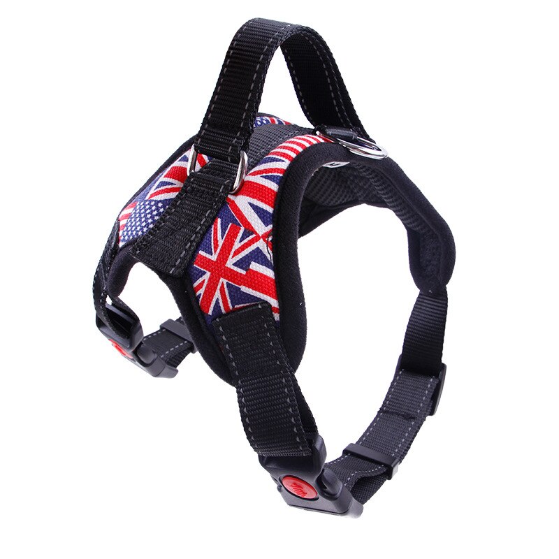 Huisdieren Hond Harnas Vest Reflecterende Tape Ademend Mesh Huisdier Honden Leash Harness Accessoires XJS789: Flag / L