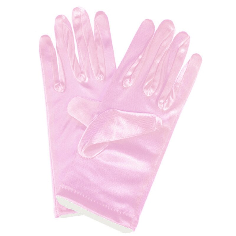 1 PC Mädchen Dame Satin- Kurze Finger Handgelenk Handschuhe Glatt Abend Party Formale Prom Kostüm strecken Handschuhe verrotten Weiß Etikette handschuh: Rosa
