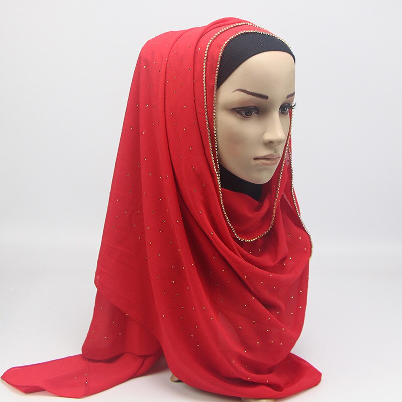 Yiwu usine femme musulmane en mousseline de soie chaude turquie arabe froissé hijab écharpe: Rouge